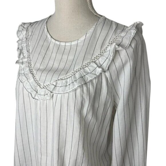 Madewell Ruffle-Yoke Prairie White Pinstripe Top - Picture 6 of 8